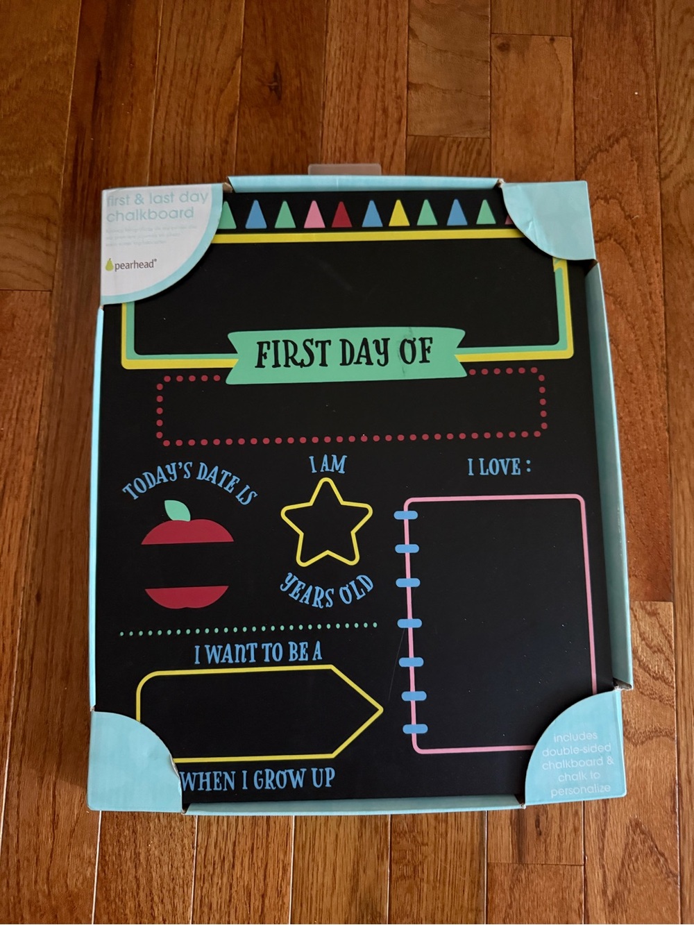 Pearhead First Day Of Chalkboard - Black with Teal Accents